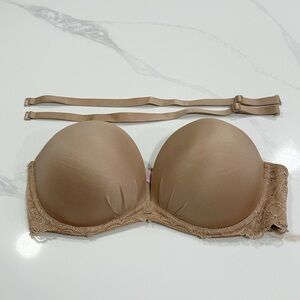 Victoria’s Secret Strapless Lace-Trim Smooth Cup Bra 34D